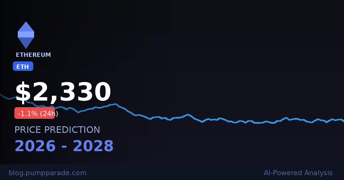 Ethereum ETH price prediction 2026 hero image showing current price $2,330