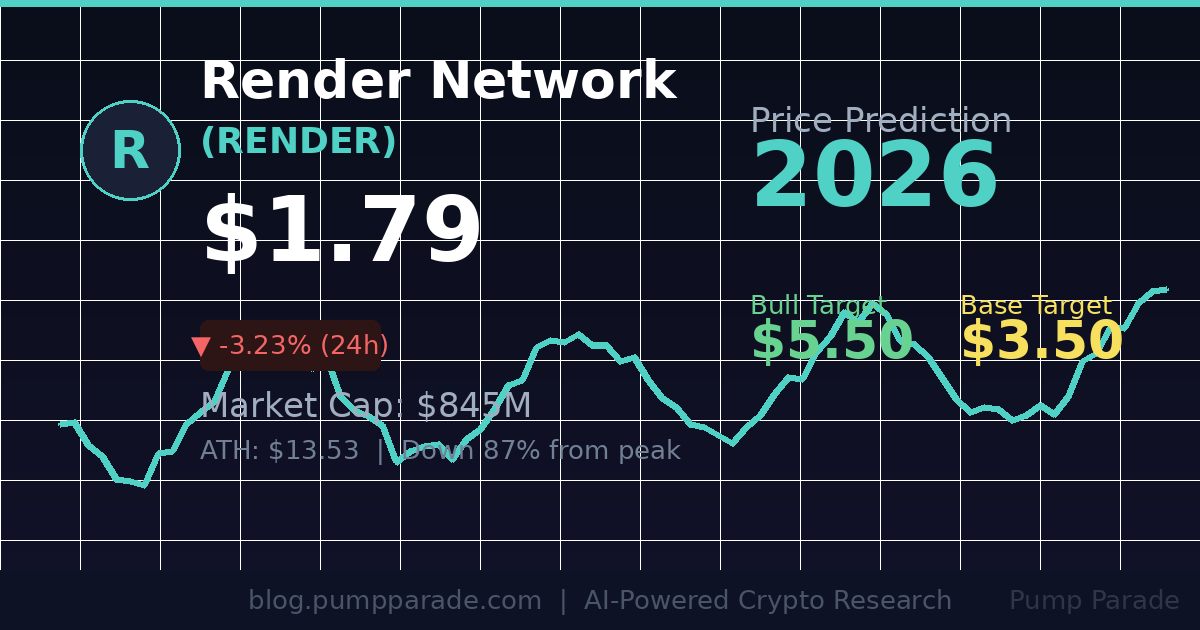 Render RENDER price prediction 2026 hero image showing current price $1.79 and bull target $5.50