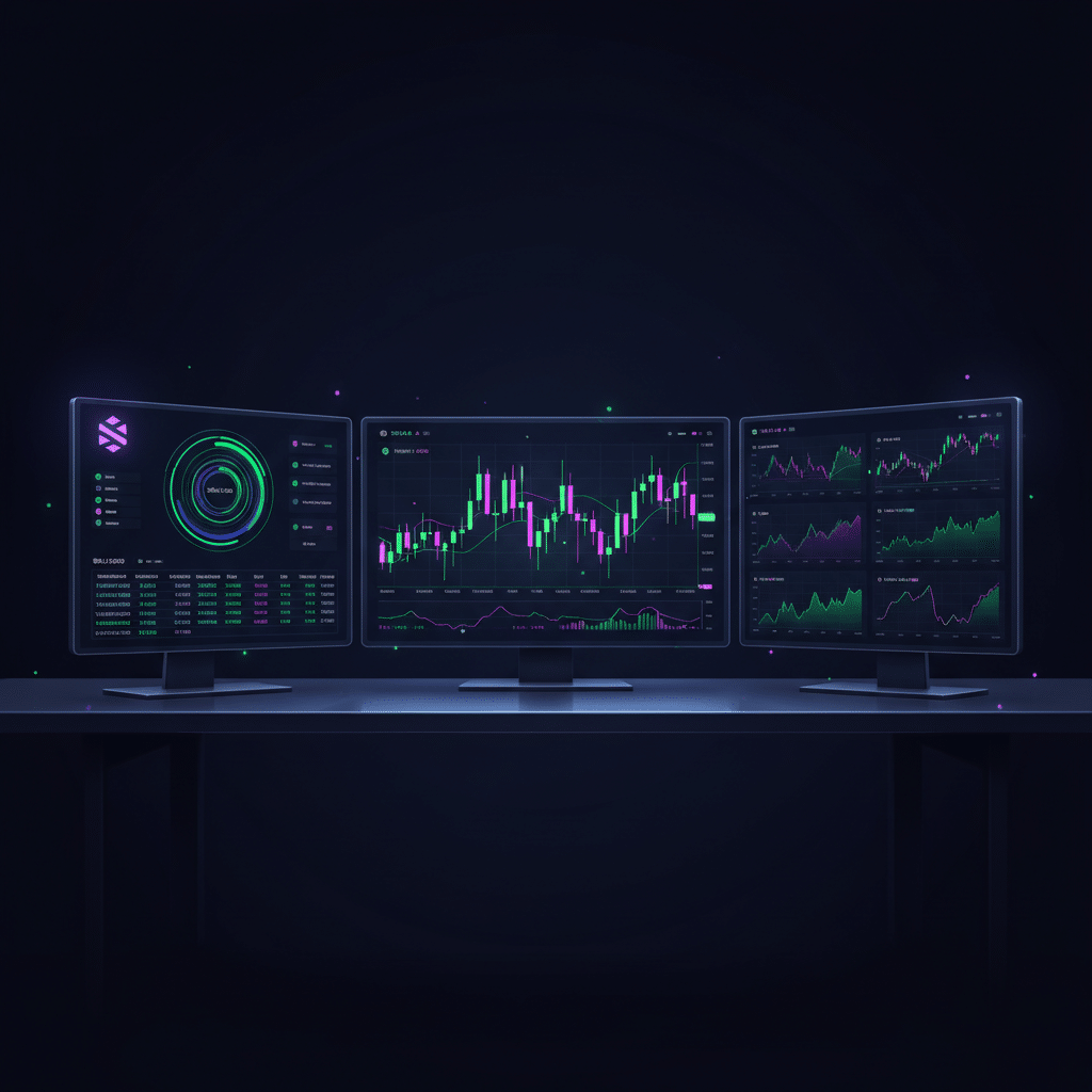 Solana trading terminal dashboard with live charts and candlestick data