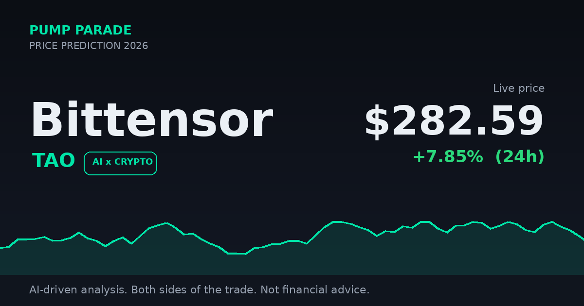 Bittensor TAO price prediction 2026 with live price near $282