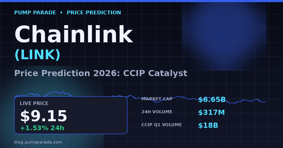Chainlink LINK price prediction 2026 hero image showing $9.15 price and CCIP catalyst