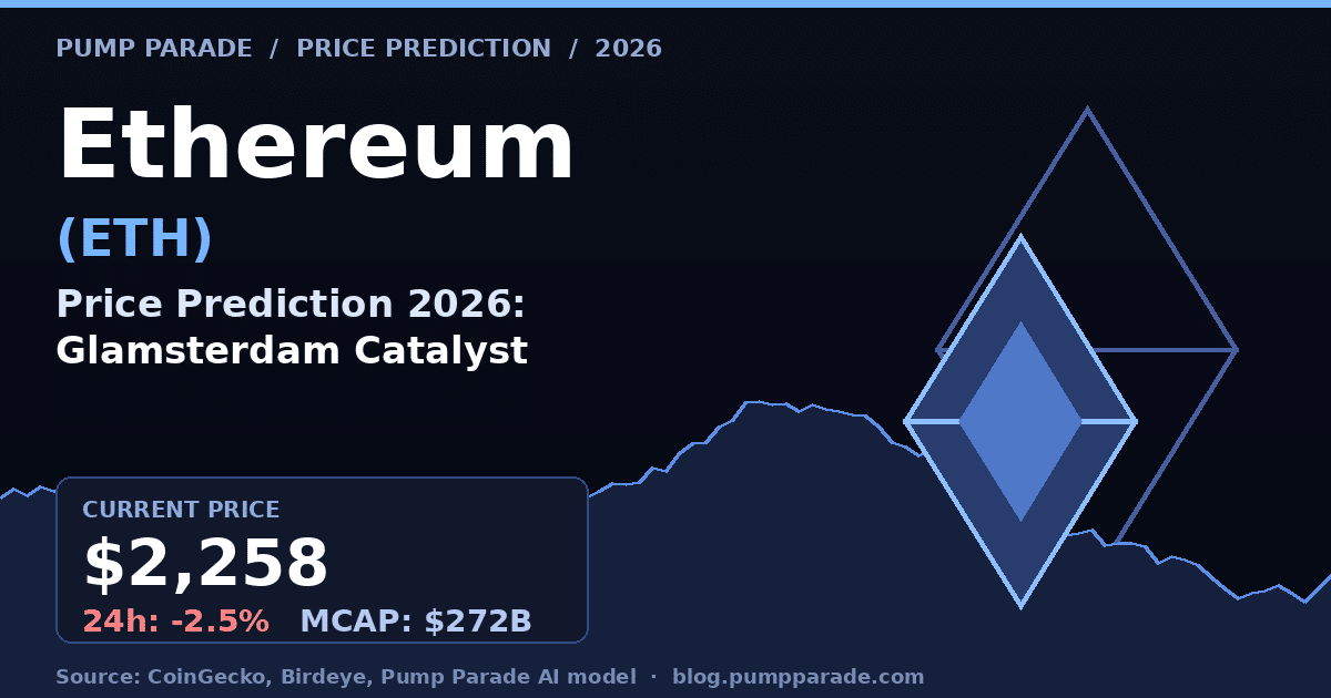 Ethereum ETH price prediction 2026 hero, current price and Glamsterdam catalyst