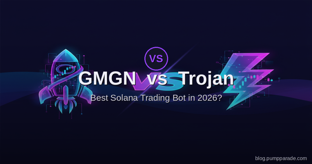 GMGN vs Trojan Solana trading bot comparison hero image
