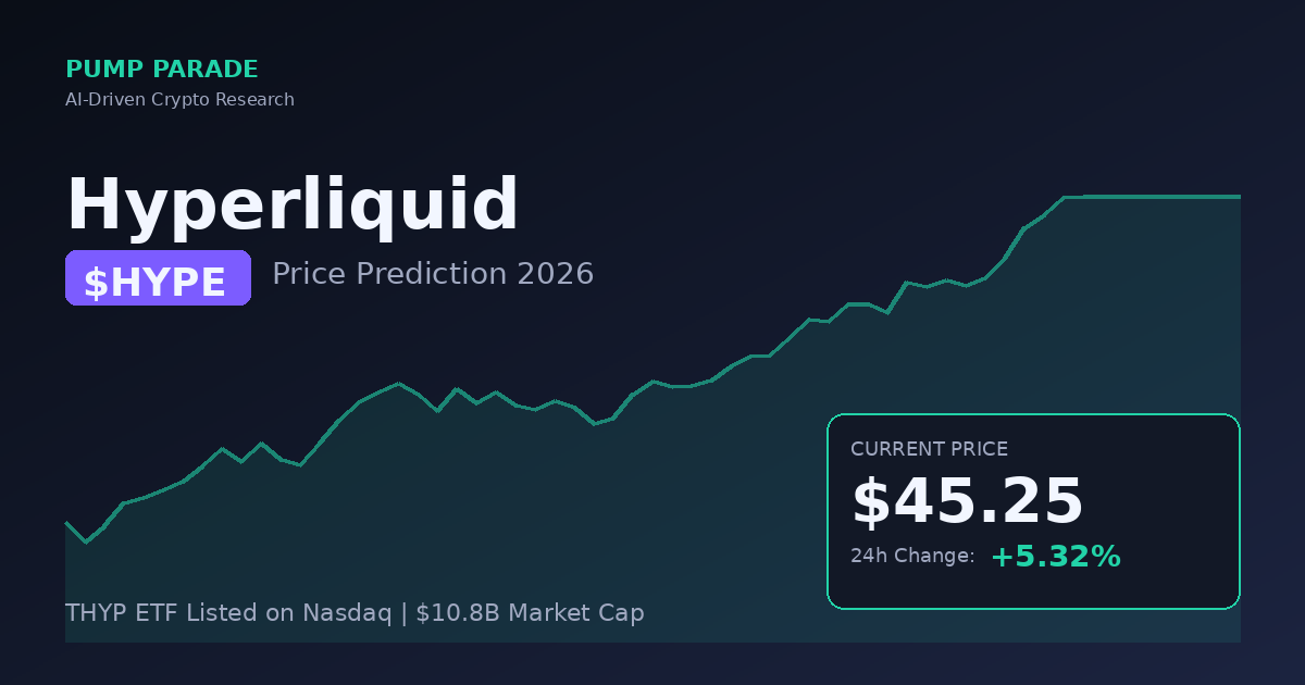 Hyperliquid HYPE token price prediction 2026 hero chart with THYP ETF launch