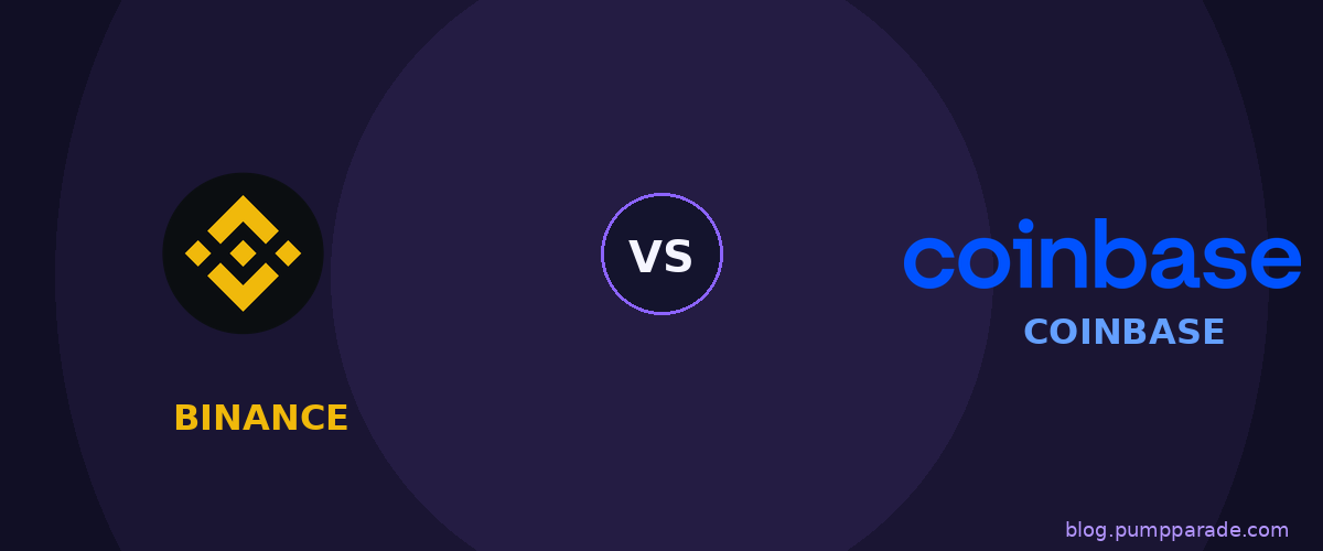 Binance vs Coinbase logos side by side with a VS badge