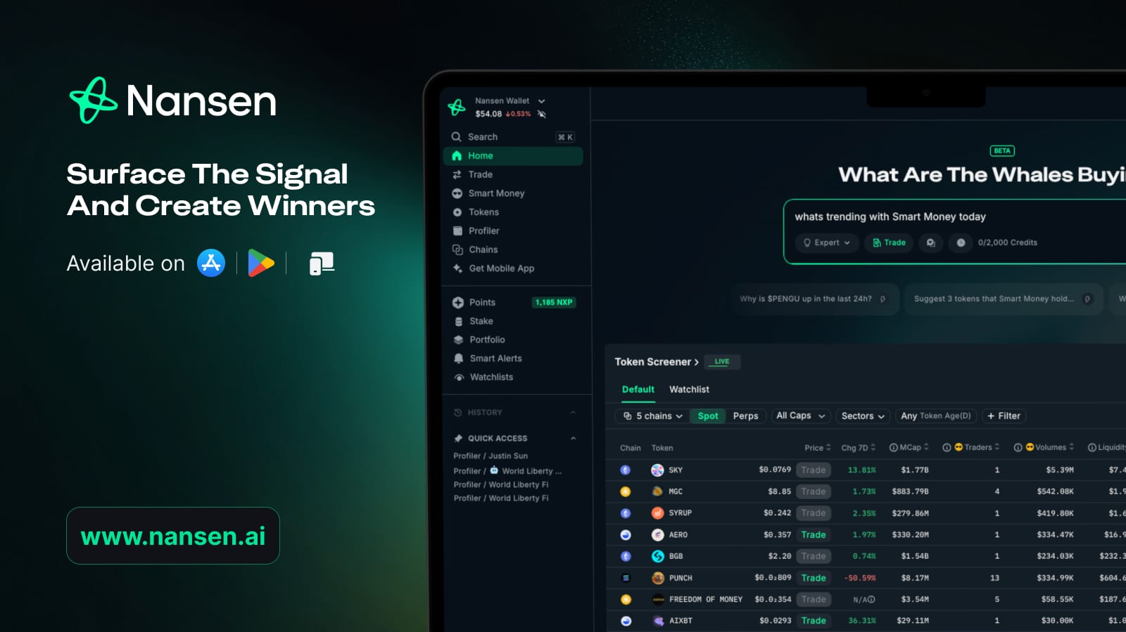 Nansen official product image showing the Nansen onchain analytics platform