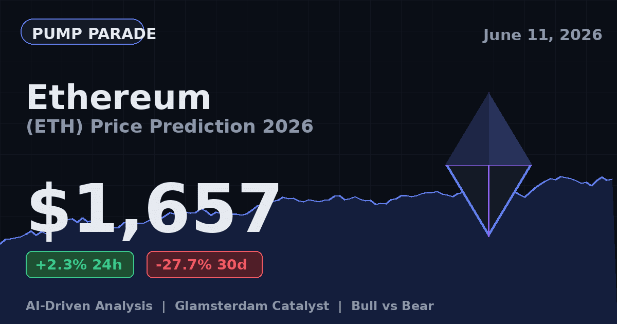 Ethereum ETH price prediction 2026 with current price 1657 and bullish chart