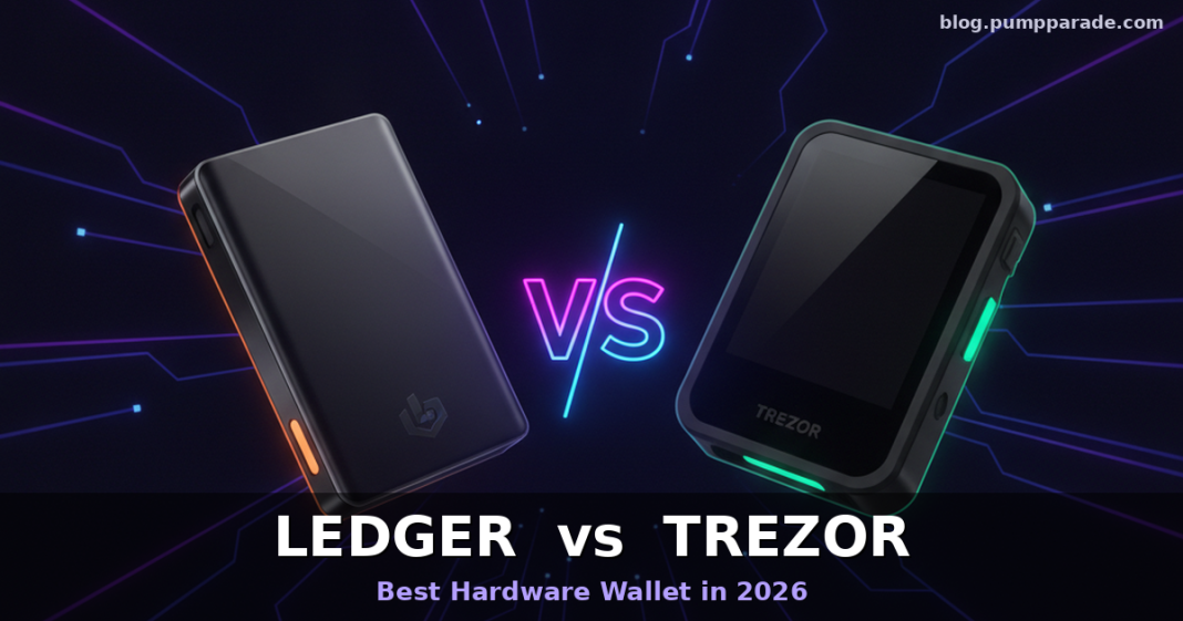 Ledger vs Trezor Safe 5 hardware wallet comparison hero image