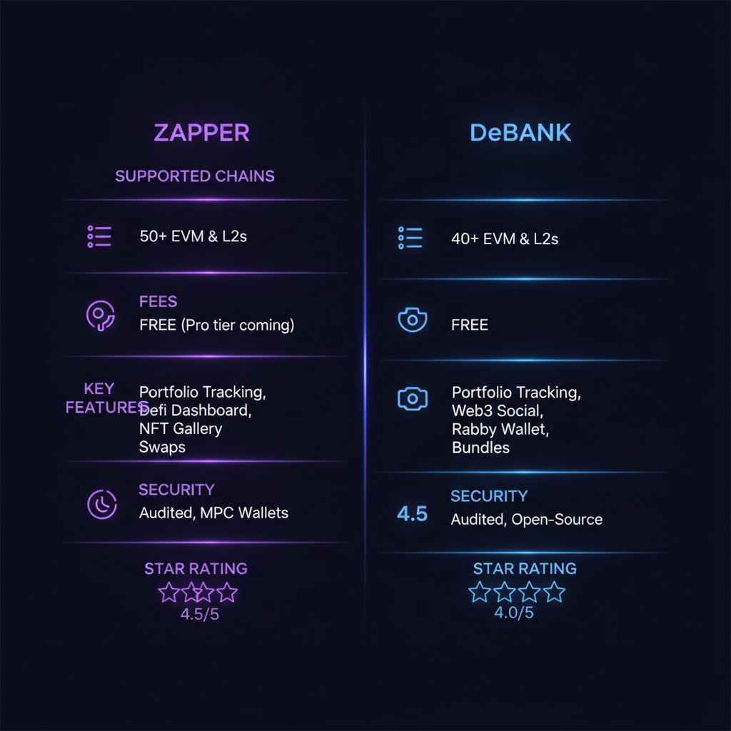 Zapper vs DeBank comparison table graphic